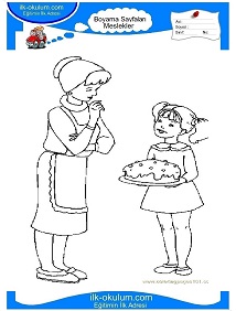 Çocuklar İçin Ev-Hanımı Boyama Sayfaları 